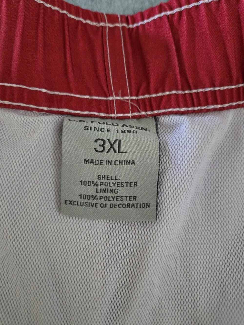 U.S. Polo Assn. - Red / White / Blue Lined Swim Suit Board Shorts - Men 3XL